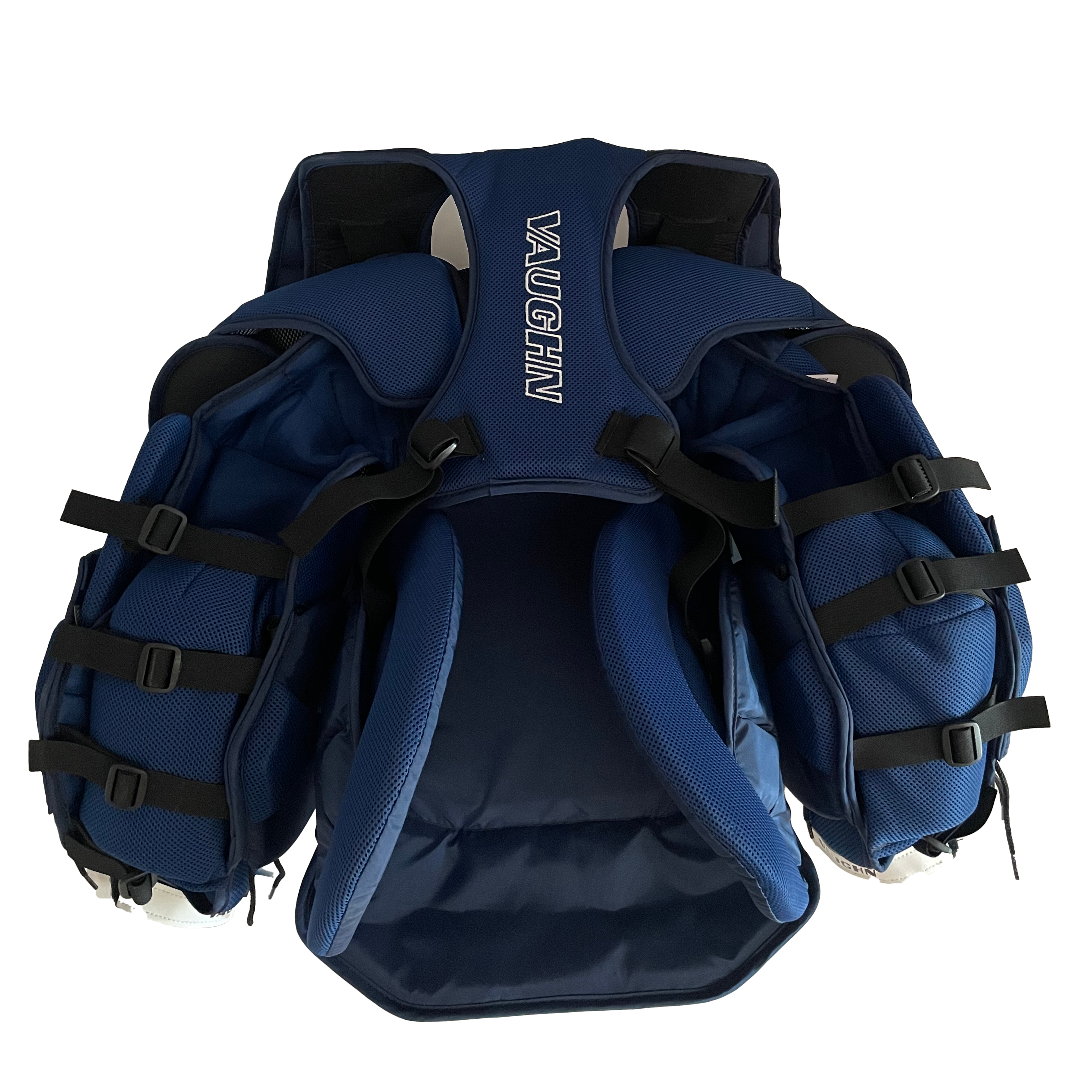 Vaughn V10 Pro Carbon – Nouveau plastron de gardien de but Pro Stock (bleu marine/blanc)